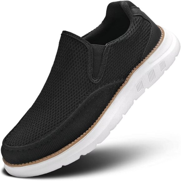 〽️Men\'s Closed Toe Pull-On Loafers Black Sneakers Walking Comfort Casual Shoes